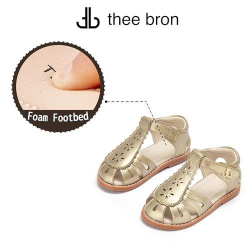 Image of THEE BRON Toddler Girls Closed-Toe Sandals Sweet Retro Cutout Summer Dress Shoes