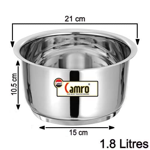 Image of Camro Induction Bottom Tope with Lid (12 No, 1.8 Liters) | (Encapsulated Bottom) Container /Tope /Patila /Bhagona /Cookware | Gas Stove Compatible | 15+Years of Innovation and Quality