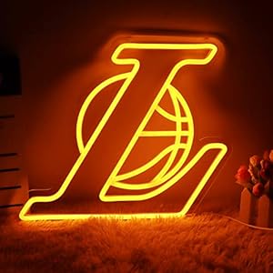 JFLLamp Basketball Neon Sign Basketball Team Neon Lights Up Signs for Wall Basketball LED Signs for Bedroom Man Cave Basketball Club Bar Hanging Wall Decor Gift for Los Angeles Basketball Fans Teens
