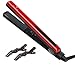 MHU Professional Hair Straightener with 1 Inch Ionic Ceramic Coated Plates,MCH Keratin 275-425°F,Red