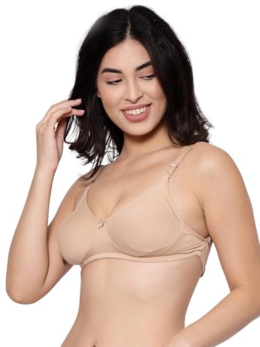Image of Inner Sense Bra for Woman Made with Organic Cotton and Bamboo I Demi Cups Backless Bra for Woman with Removable Straps and Transparent Back I Non Padded Wire-Free Innerwear