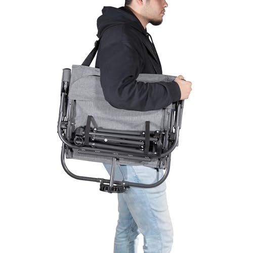 Zenithen Outdoor/Indoor Folding Portable Lawn 360 Swivel Chair with Armrests (Blue Grey) - Image 5