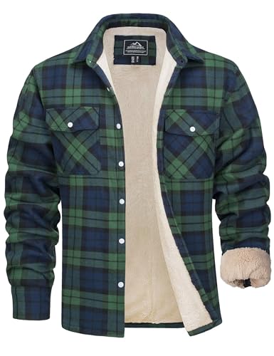 MAGCOMSEN Hemdjacke Herren Jacke Karohemd Holzfällerhemd Gefüttert Thermo...