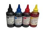 BVH Direct Universal Bulk Ink Refills Compatible with Epson HP Brother Canon Lexmark Ricoh Refillable Ink Cartridge and CISS Systems Black Cyan Magenta Yellow 100ml Each Color, 4-Bottle