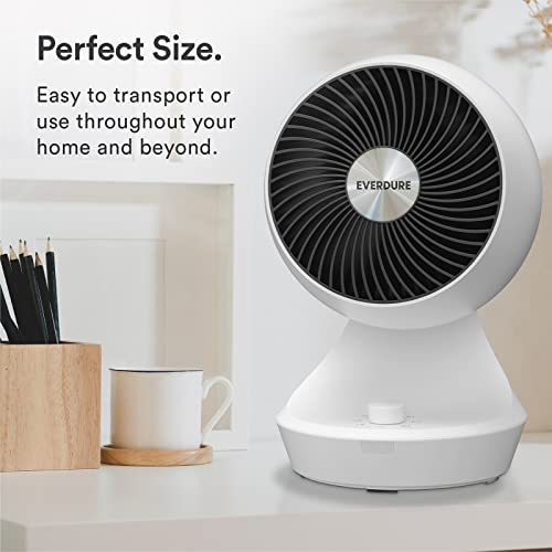 Everdure 9” Oscillating Desk Or Table Fan, 3 Speed Settings, Targeted Airflow Control, Low Noise, Modern Design, Portable, Perfect Cooling Fan For Bedroom, Living Room, Home Office, White #TOP4