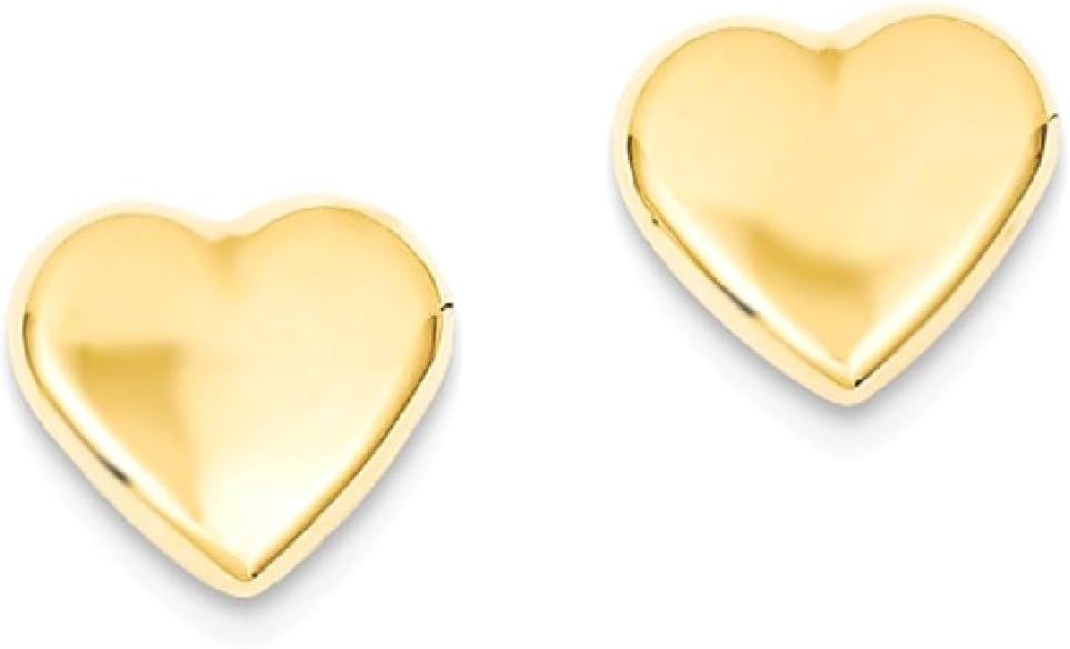 14K Yellow Gold Heart Stud Earrings Polished Hollow Small Button Design Push Back for Women Gift Fine Jewelry - Image 10