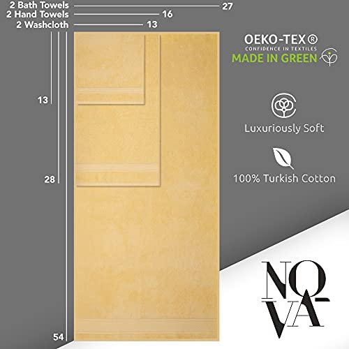 Nova Luxury Linen - Hotel Quality Turkish Towel Set For Bathroom (6 Pcs Towel Set, Sunlight Yellow) #TOP1