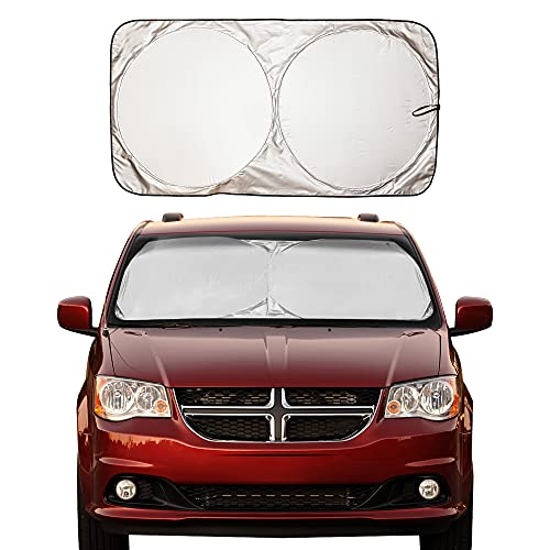 EcoNour Car Windshield Sun Shade with Storage Pouch | Durable 240T Material Car Sun Visor for UV Rays and Sun Heat Protection | Car Interior Accessories for Sun Heat | X-Large (75 inches x 37 inches)