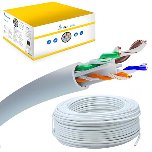 EXTRALINK Cable Ethernet 100M CAT6 para interior, Cable Red U/UTP LAN AWG24 – 100% cobre puro, compatible con PoE, hasta 1 Gbps, PVC flexible, fácil de instalar para redes domésticas y profesionales