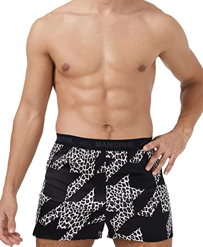 MANSPHIL 100% Silk Boxers for Men, 6A Grade Mulberry Silk Underwear Pajamas Shorts3