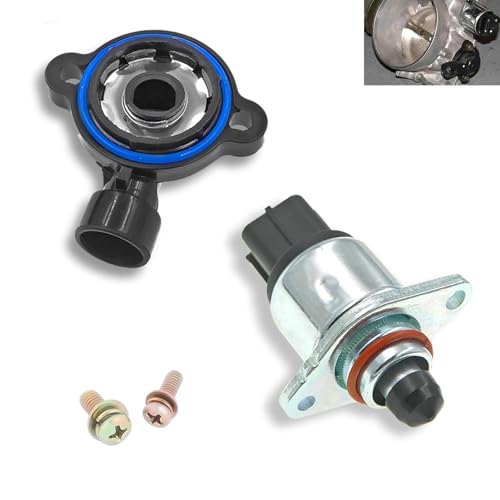 lekiliky 2PCS Throttle Position Sensor Idle Air Control Valve, Car Retrofit Sensor Control Valve, Replacement TPS OEM #17113625 17113598, Compatible with Buick, Chevry (Silver & Black)
