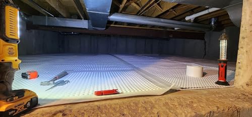 Whitecap Dimple Drainage Matting, 4' x 50' - Improves Water Movement and Drainage - Waterproof Moisture Barrier Foundation Wrap and Floor Underlayment - Vapor Barrier Waterproof Membrane