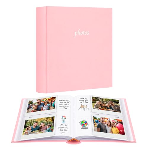 120 Pocket Photo Album for Fujifilm Instax Wide 400/300, Linen Cover with Writing Space