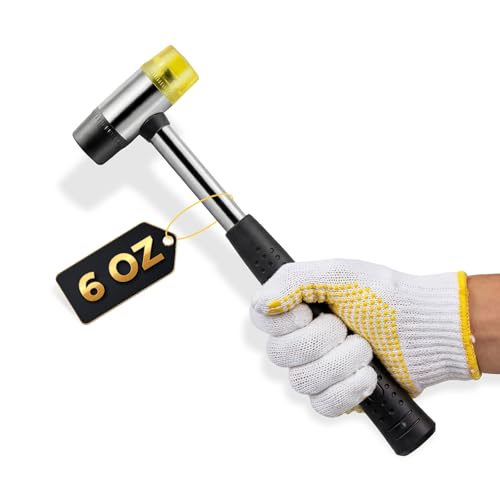 FXPay 25mm Double-Faced Rubber Mallet Hammer Soft Non-Marring Rubber Head Lightweight & Shockproof with Non-Slip Handle Durable Scratch-Free Tool for Jewelry Leather Flooring Tile & DIY