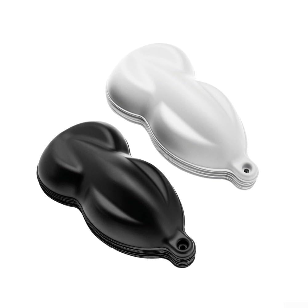 Hydrographics Lot de 10 échantillons de peinture en plastique pour test de pulvérisation automobile, formes incurvées réalistes en polystyrène avec trous de montage, noir/blanc