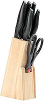 Conjunto de Facas com Cepo Cross, Brinox, Preto/Branco, 7 Peças