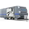 Quictent Rv Cover - Upgraded Travel Trailer & Camper Cover, 6-Layers Fabric, Anti-UV Protection, Breathable & Windproof, Fits 27-30Ft Motorhome, 2 Windproof Straps, 4 Tire Covers
