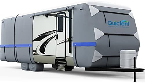 Quictent Upgraded Travel Trailer RV Cover, Extra-Thick 6-ply Camper Cover, Fits 24-27Ft Motorhome -Breathable Watertight Quick-Drying Rip-Stop Anti-UV with 2 Windproof Straps, 4 Tire Covers