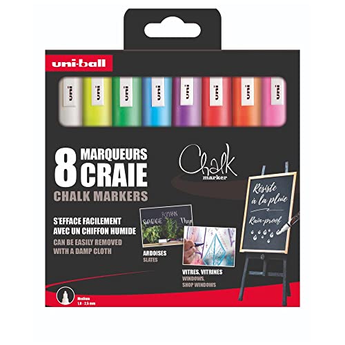Set de marqueurs à craie Uni-Ball PWE-5M crayons pour fenêtres et verre
