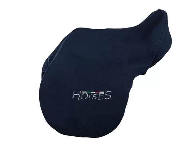 Horses Funda de asiento polar azul, ajustable, apta para varios tamaños de sillín