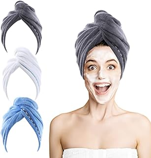 ROSSHINE Microfibre Hair Towel Wrap, 3 Pack Hair Towel Turban 63 x 25 cm, Ultra Absorbent Hair Wrap Towel, Anti Frizz Quick Dry Head Towel Wrap for Women Girl Curly, Wet, Long, Short, Thick Hair