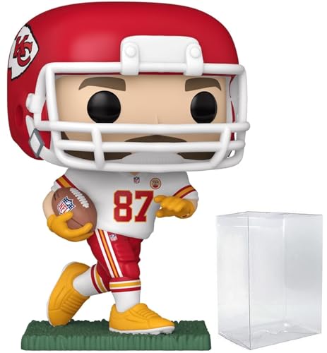POP Football: Chiefs - Travis Kelce (Running) (White Away Uniform) Funko Vinyl Figure (Bundled with Compatible Box Protector Case) Multicolor 3.75 inches