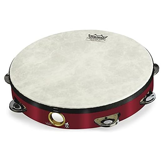 Remo Pretuned 8" Fiberskyn 3 Single Row Tambourine, Red