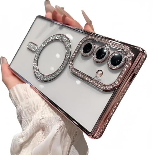 Image of for Samsung Galaxy S26 Plus Glitter Case,Luxury Bling Rhinestone Diamond Plated Bumper Case,MagSafe, Sparkle Camera Lens Protection Clear for Samsung Galaxy S26 Plus (Silver)