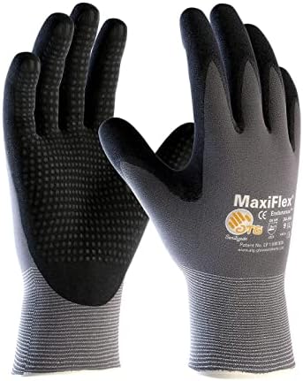 MaxiFlex Endurance 34-844 Seamless Knit Nylon Work Glove with Nitrile Coated Grip on Palm & Fingers (Pack of 3)
