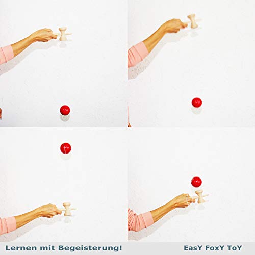 EasY FoxY ToY Kendama Mokuru Original Holzspielzeug; Geschicklichkeits Spiele Drinnen & Draußen Für Kinder ab 6 Jahren… – Bild 5