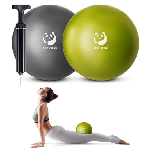 Slim Panda Gymnastiekbal, klein, 23-25 cm, pilatesbal met pomp, zachte yogabal voor senioren, therapie, thuis, fitness, balanstraining, lekvrije luchtsproeier