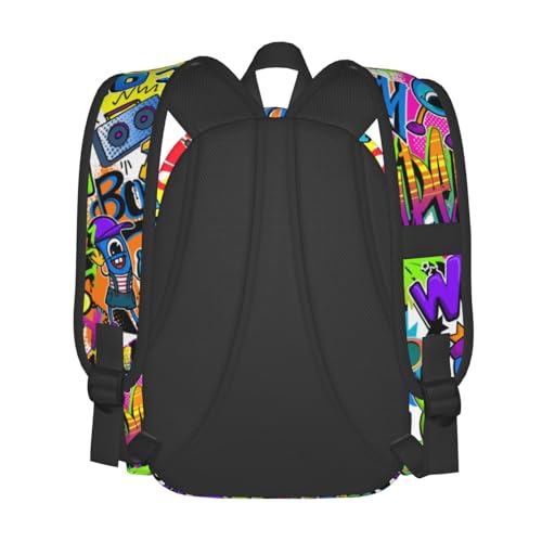 Aoojanu Black Blue Graffiti Multipurpose School Bag Bookbag for Teenage Boys Girls Daily Backpack by Aoojanu - Used condition - Image 4