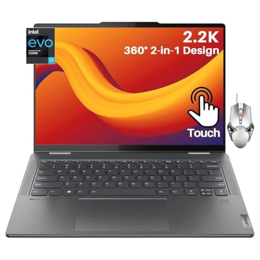 Lenovo Yoga 7i 2 in 1 Touchscreen Laptop, 14" 2.2K Convertible Lightweight Laptop, 16GB LPDDR5, 1TB SSD, Intel Evo Core i7-1355U Up to 5GHz, WiFi 6, Backlit KB, Fingerprint, Win 11, with Cefesfy Mouse