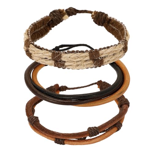 Pulsera de cuero vintage ajustable para hombres y mujeres miniatura 1