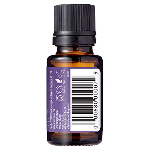 Desert Essence, Organic Lavender Tea Tree Oil 0.5 Fl. Oz. - Usda Certified Organic, Gluten Free, Vegan - Calming Lavender - Cleansing Tea Tree Oil - Soothes Senses #TOP3