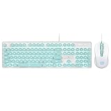 Wired Keyboard and Mouse Combo,104 Keys White LED Backlit Punk Keycap Ergonomic Pro Gaming Keyboard,1600DPI 4 Buttons Optical Gaming Mice for Laptop PC (Mint Green)
