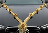 Wasser-, Schnee-, Wind- fest Gold Silber Auto Schmuck Braut Paar Rose Deko Dekoration Autoschmuck Hochzeit Car Auto Wedding Deko Ratan (Organza M+H Gold)