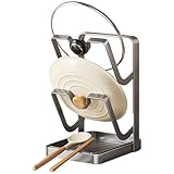 Organizador de tapa de cacerola-organizador de cocina multifuncional, soporte de cuchara y tapa con escurridor, perfecto para estufa, encimera, encimera, armario, mesa, us