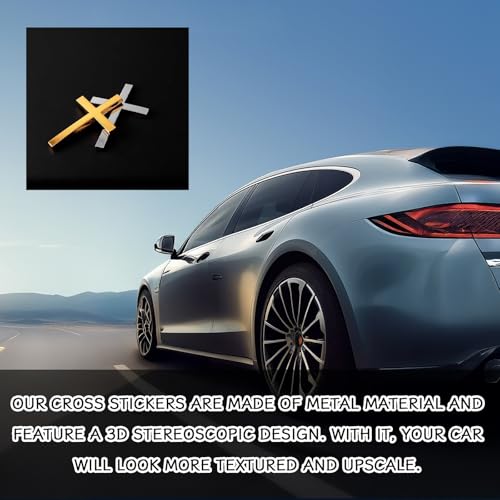 Image of 2 PCS Cross Metal Car Sticker, 3D Car Stickers and Decals for Christian /Jesus Self Adhesive Scratch Metal Cross Emblem,Suitable for Cars Body Fender Tail (Black)
