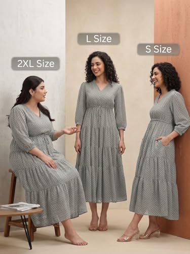 Image of Leriya Fashion Maxi Dress for Women | Western Summer Georgette Stylish A-line Dress for Beach Party Outfits | Western Summer Black One Piece Knee Length Dresses for Woman