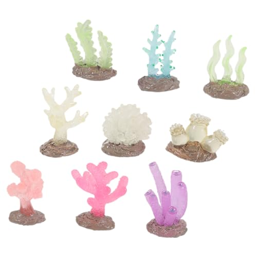 Garneck 9Pcs Glow Aquarium Coral Decorations Simulation Coral Plants for Fish Tank Night Light Aquarium Decor Vibrant Underwater Scene Enhancer Safe for Fish