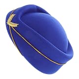 Abaodam Farbverlaufsblaues Stewardess Hut Damen Filz Uniform Mütze Flugbegleiterin Cosplay Bühnenperformance Weiches Imitatwollmaterial Komfortabel Vielseitig Für Party Events