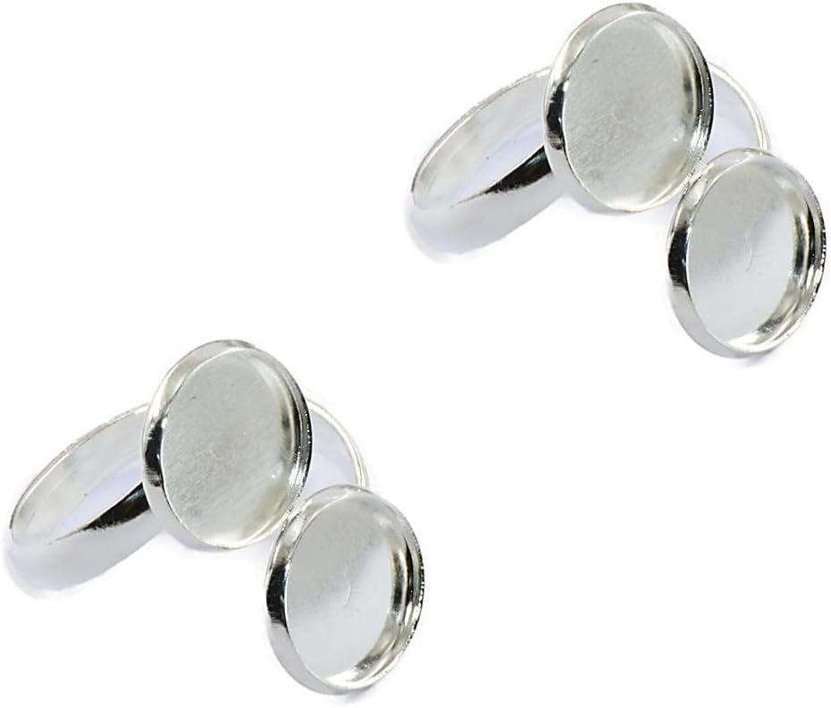 2Pcs 2-Bezel Blank Ring Base Settings Jewelry Findings 12Mm Silver WhiteCrafts|Beads & Jewelry Making|Beading & Jewelry Kits|Jewelry Making Kits