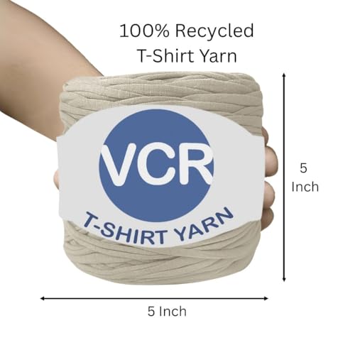 Image of VCR Warm Grey Big T-Shirt Yarn, 100 Meters Length, Recycled & Fashionable Craft Yarn, Pack of 1, Suitable for Crochet, Knitting & DIY Bags, Baskets, Cushions & Home Decor Projects
