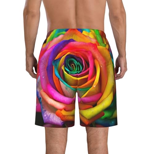 Colorful Rose Men's Swim Trunks Quick Dry Board Shorts with Pockets Casual Drawstring Beach Shorts3