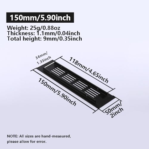 Rectangular Ventilation Grille, 2Pack 150mm*50mm Air Vent Grille, Aluminum Alloy Kitchen Air Vent Cover - Image 2