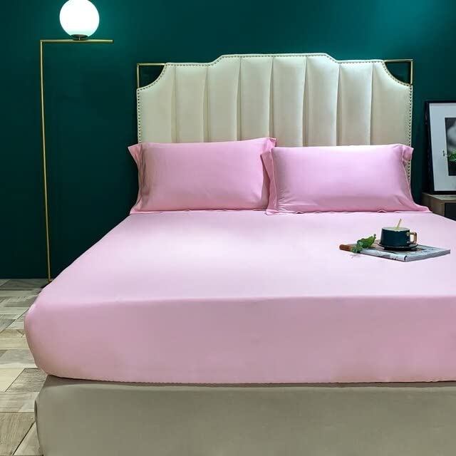 Fitted Sheet Natural Mulberry Silk BedSheet Solid Color Real Silk Mattress Cover Single Double King Size Elastic Band Sheet