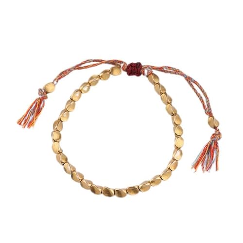 SAZAO Tibetan copper bead bracelet for men and women, Buddhist good luck bracelet for preventing arthritis,Protecting and Blessing Men and Women，High quality handmade metal bracelets