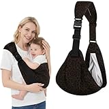 AYESY Porte Bebe Toddler Réglable, Echarpe de Porte Bébé Latéral Respirant avec Sangles Antidérapantes Conception de Sac à Dos Enveloppante avec Boucle pour Nouveau Né Jusqu'à 3 36 Mois, Léopard