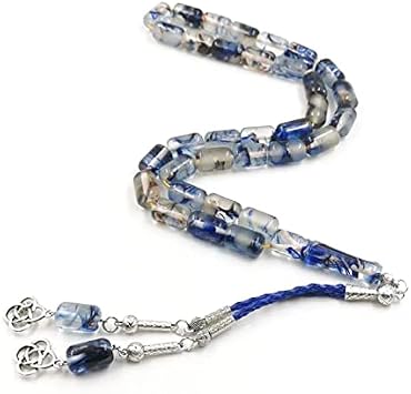 Tasbih Blue Luminous Resin Muslim misbaha 33 Beads Bracelet Islamic Accessories on Hand (16x10mm x 33 Beads)
